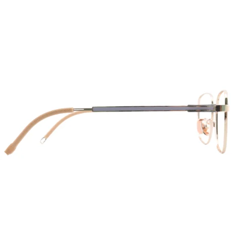 Side view of OpteLux OJO627 champagne square frame glasses with nude temple tips