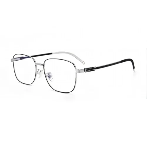 OpteLux OJO627 bright silver square frame glasses with light temples
