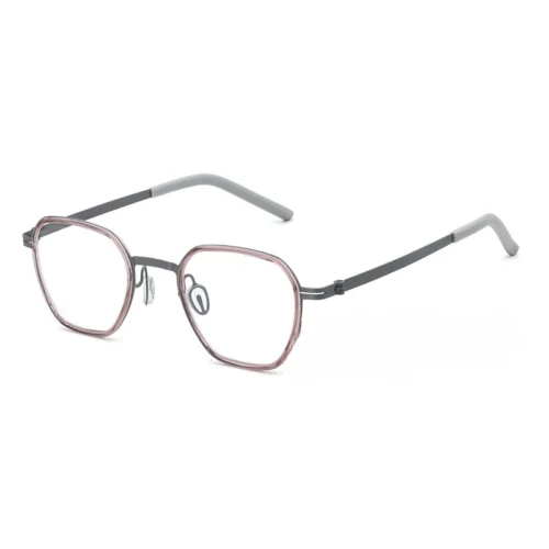 OpteLux OHN275 crown glasses – blush-toned crown frame angled view
