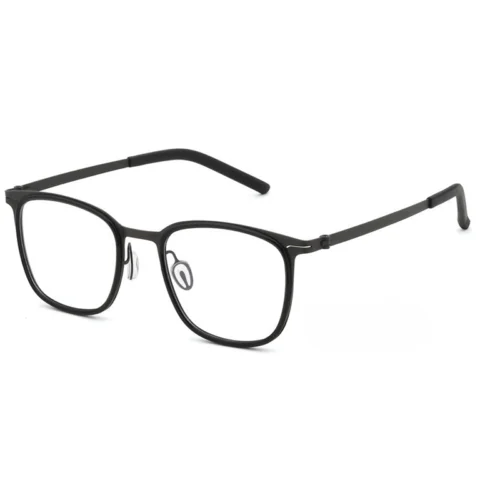 OpteLux OHN276 square frame glasses in matte black, three-quarter view