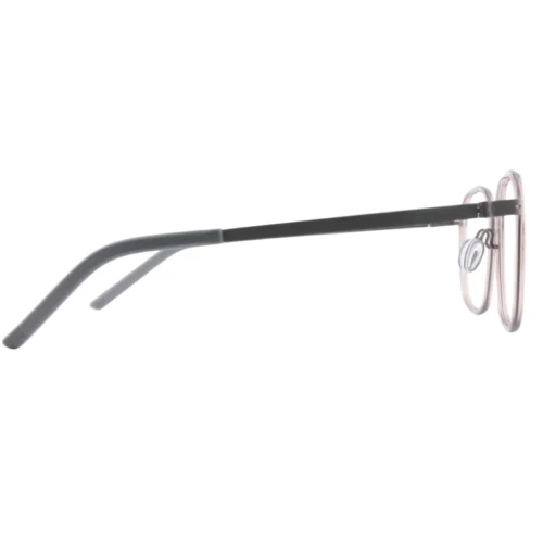 Side view of OpteLux OHN279 crown glasses with rose rim and slim grey temples