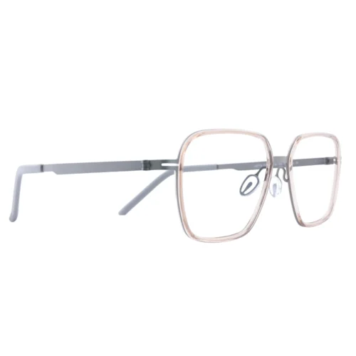 OpteLux OHN274 crown eyeglasses three-quarter view with champagne rims and graphite metal frame