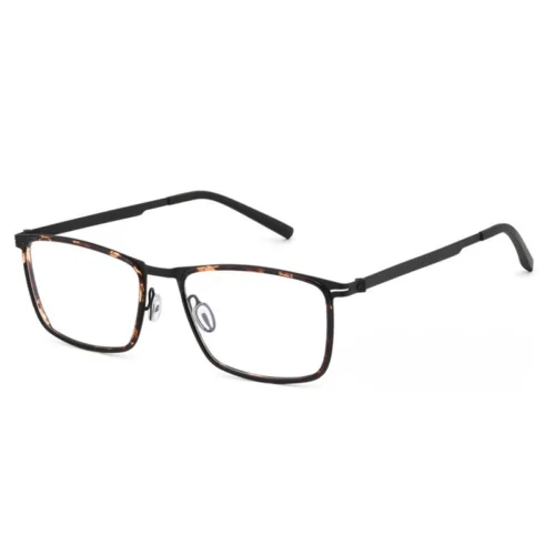 OpteLux OHN311 square glasses angled view with tortoiseshell front and black temple