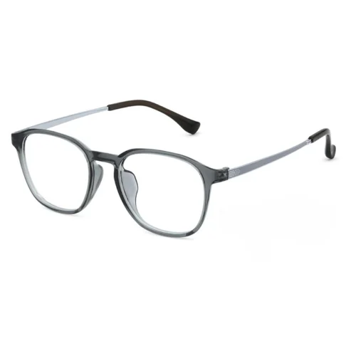 Dark smoke OpteLux OHN604 boston glasses with light metal temples