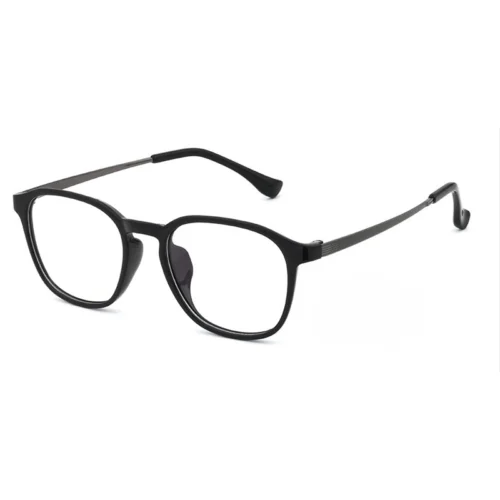 Matte black OpteLux OHN604 boston glasses with metal temples