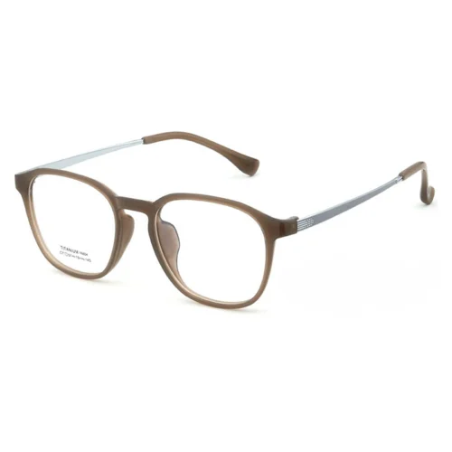 Matte brown OpteLux OHN604 boston glasses with silver temples