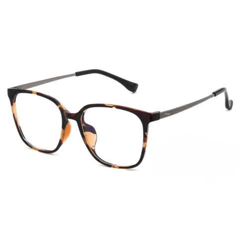 Tortoise square glasses for men – OpteLux OHN606 in titanium with acetate front