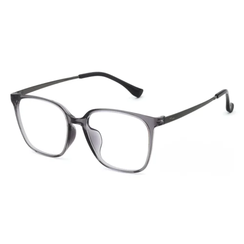 Translucent gray titanium square glasses for men – OpteLux OHN606