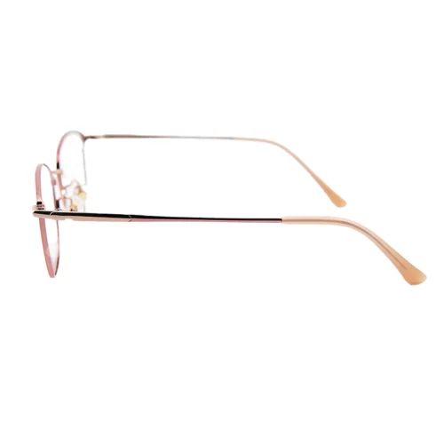 Side view of OpteLux OGL702 round eyeglasses with rose-gold temples