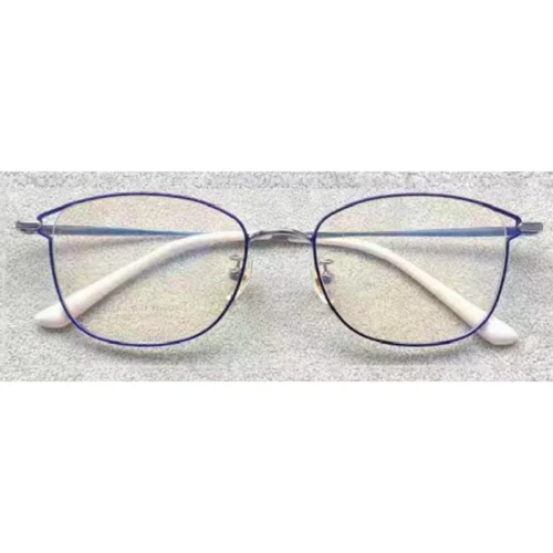 OpteLux OGL702 round eyeglasses with deep blue rim and white temples