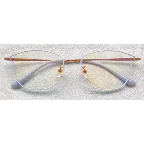 OpteLux OGL702 round eyeglasses with soft lilac front rim and light grey temples