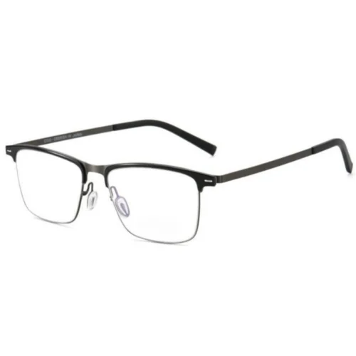 Business Browline Glasses – OpteLux OSZ052 titanium executive eyewear front view in black