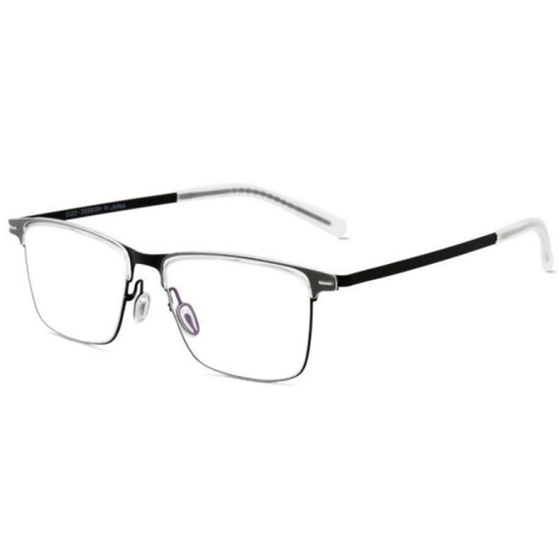 Business Browline Glasses – OpteLux OSZ052 titanium premium executive eyewear in black and white finish