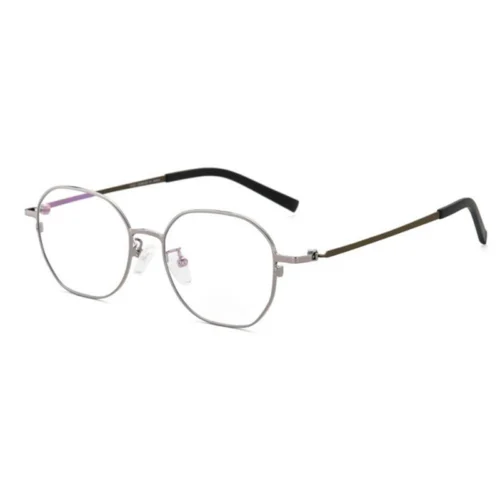OpteLux OSZ082 titanium round glasses frames in silver finish