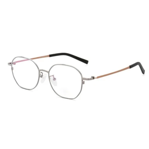 OpteLux OSZ082 titanium round glasses frames in silver bronze colorway