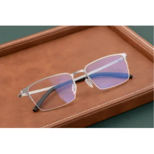 OpteLux OSZ968 silver titanium business semi-rimless glasses – lightweight rectangular eyewear for modern executives.