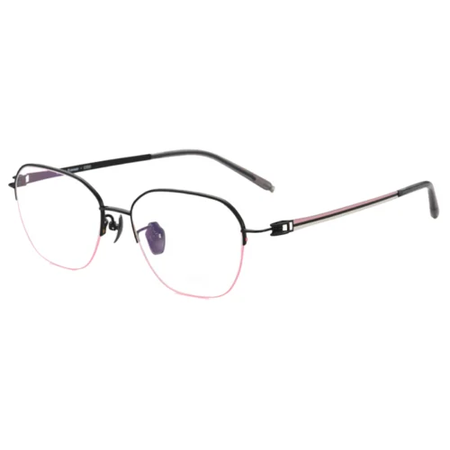 Black and pink OSZ675 titanium round glasses frames modern tone