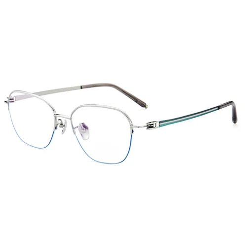 Silver green OSZ675 titanium round glasses frames premium colorway