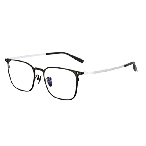 Angled view of OpteLux OSZ681 Premium Titanium Square Glasses featuring clean geometric lines and executive styling.