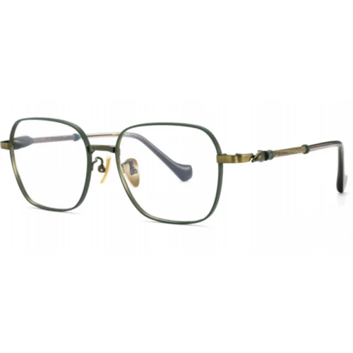 OpteLux OSZCN054 green wood retro glasses – titanium square frame with vintage-inspired luxury design.