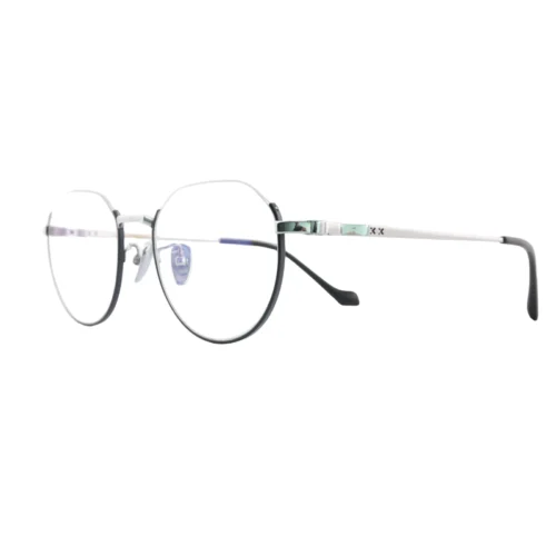 OpteLux OSZCN056 half rim glasses round titanium angled view