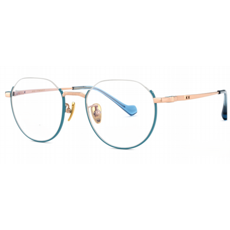 Blue titanium OpteLux OSZCN056 half rim glasses round eyewear