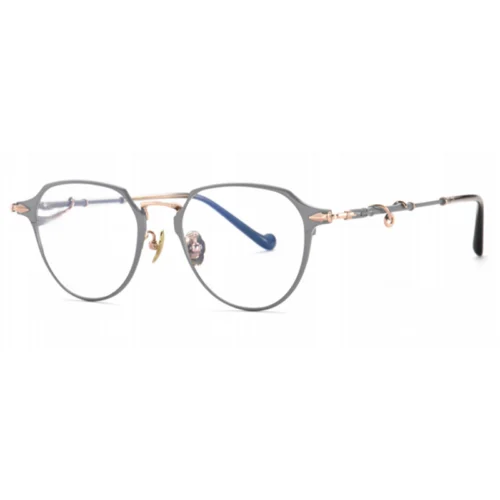 Grey titanium OSZCN098 precision round eyeglasses