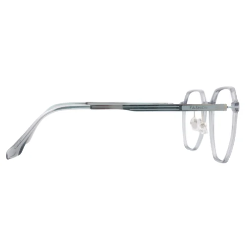OpteLux OYH8406 crown glasses side view with clear grey temple and metal core