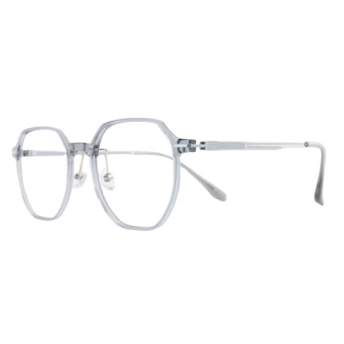 OpteLux OYH8406 transparent grey crown glasses three-quarter angle