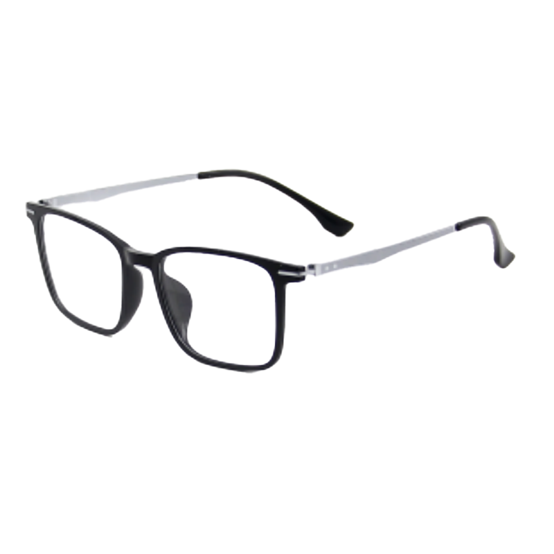 OpteLux OYH8413 black square eyeglasses with silver titanium temples