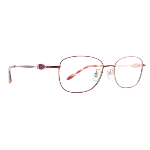 OpteLux OKA8172 round glasses in wine-red metal with tortoiseshell arms