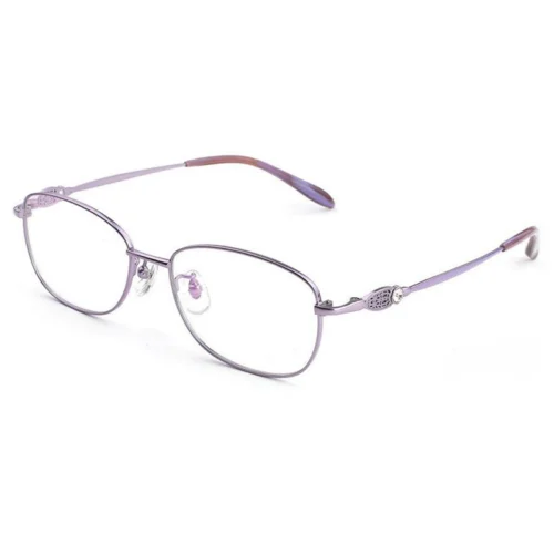 OpteLux OKA8172 round glasses with silver-lavender frame and pastel purple temples