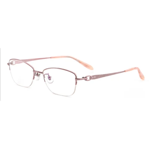 Three-quarter view of Optelux OKA8202 semi rimless glasses with soft contour upper rim and ergonomic temple tips