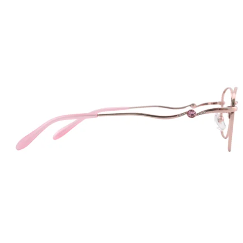Optelux OKA8152 round glasses for women – side view wavy temple with crystal accent