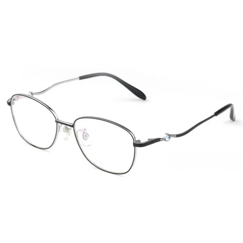 Optelux OKA8152 round glasses for women – dark round frame with minimalist front and gemstone side