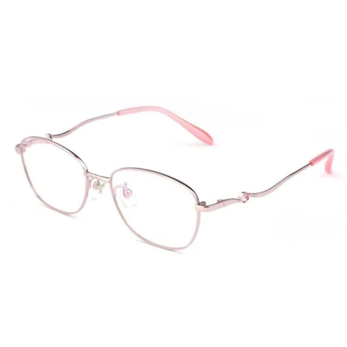 Optelux OKA8152 round glasses for women – light metal frame with soft pink temple tips