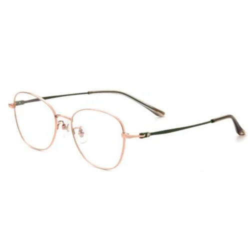 OpteLux OKA8213 titanium round eyeglasses – round front with deep green temples