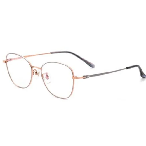 OpteLux OKA8213 titanium round eyeglasses – titanium frame with grey temples