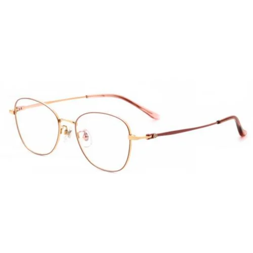 OpteLux OKA8213 titanium round eyeglasses – golden titanium front with warm-toned temples