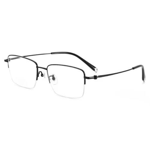 OpteLux OKA9245 titanium square glasses – black frame three-quarter view