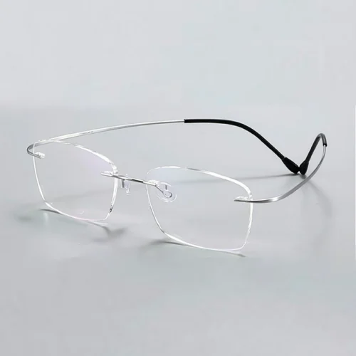 OpteLux ONC1602 rimless glasses – silver titanium frame