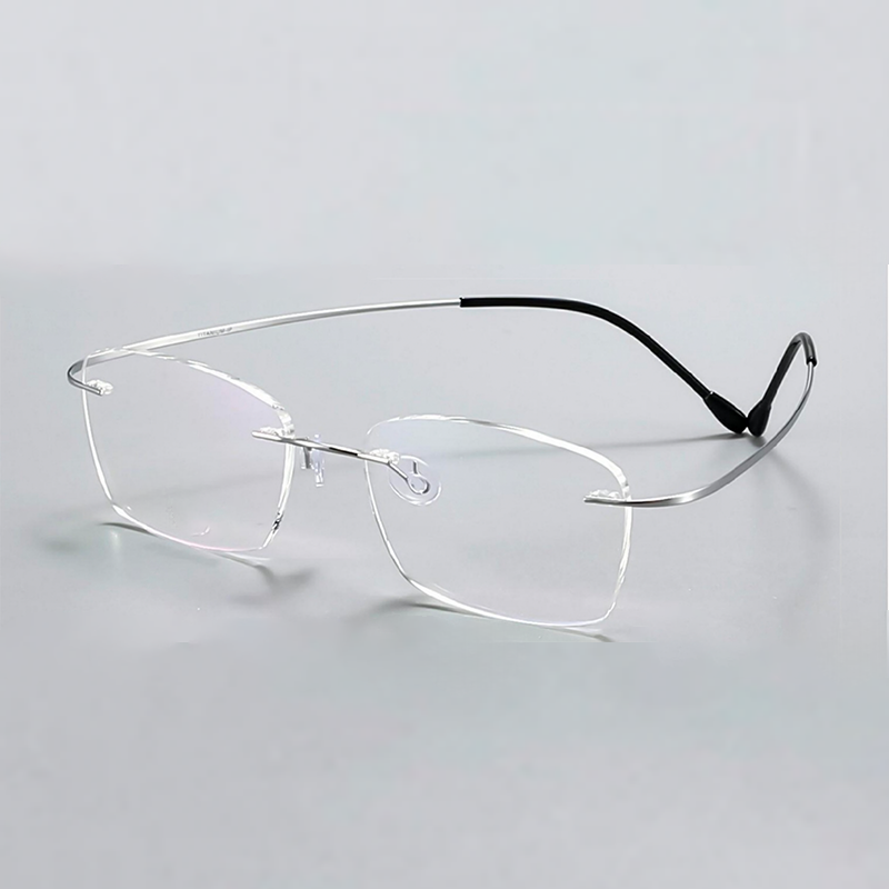 OpteLux ONC1602 rimless glasses – silver titanium frame