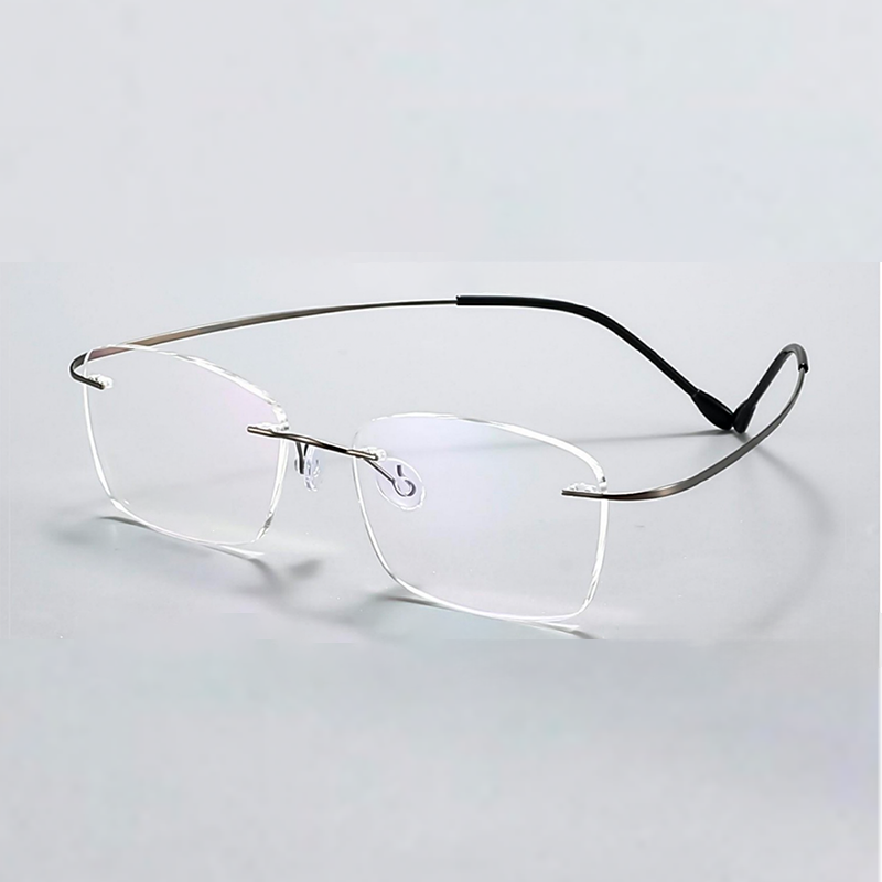 OpteLux ONC1602 rimless glasses – gunmetal titanium finish