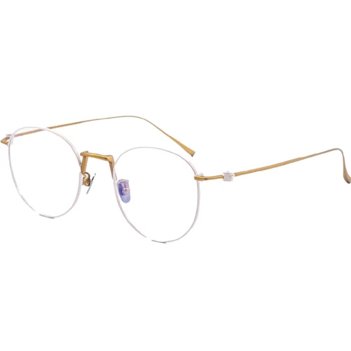OpteLux ONC871 white-gold round eyeglasses – three-quarter angle