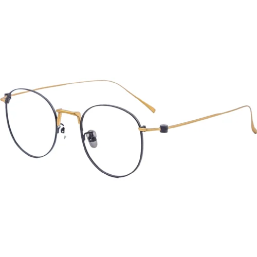 OpteLux ONC871 black-gold round eyeglasses – three-quarter angle