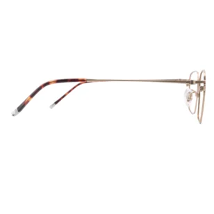Optelux ONC8973 square glasses side view, slim gold frame with tortoiseshell temple
