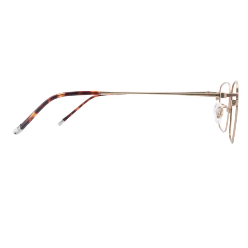 Optelux ONC8973 square glasses side view, slim gold frame with tortoiseshell temple
