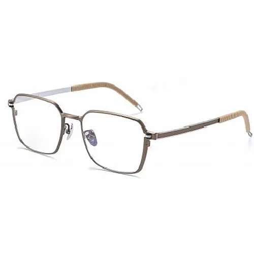 OpteLux ONC136 square frame glasses in warm brown metal with light temple sleeves