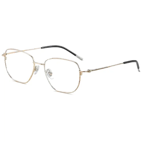 OpteLux ONC8803 square frame eyeglasses – angled front in light metallic finish