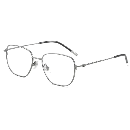 OpteLux ONC8803 square frame eyeglasses – angled view in polished metal finish